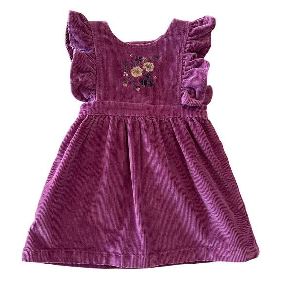 Jamie Kay Corduroy Embroidered Flowers Dress, Purple, Toddler Girl 2T - Picture 1 of 8